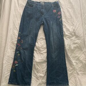 Women’s Medium Wash Embroidered Boot Cut Jeans Size 12 Y2K Boho